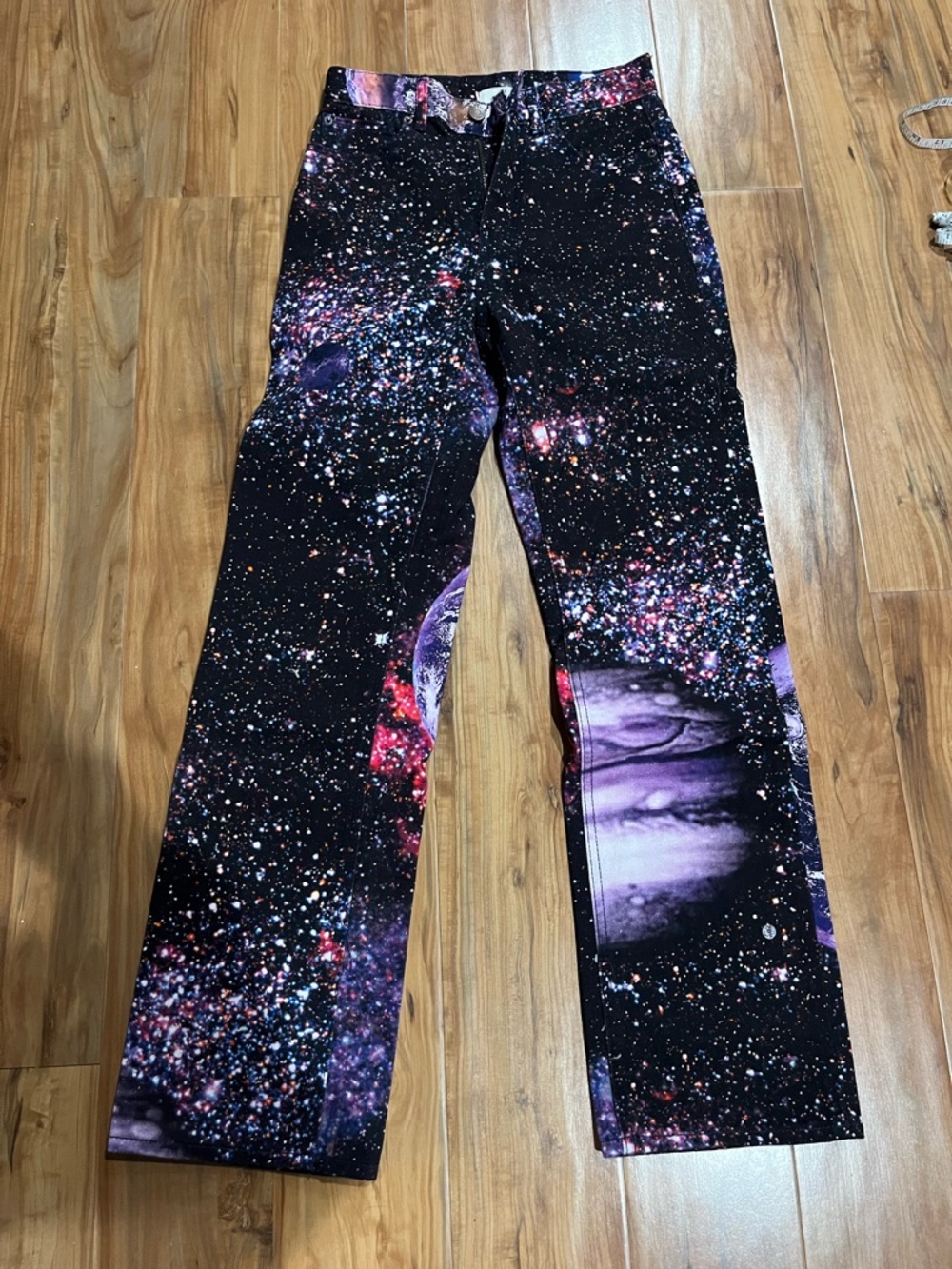 BDG Rare Women’s Galaxy Print Pants — Black with Purple and Pink Accents